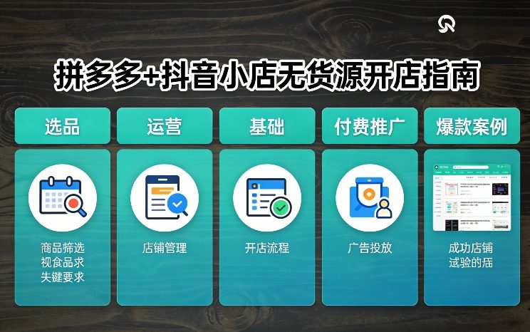 拼多多+抖音小店无货源开店，包括：选品、运营、基础、付费推广、爆款案例等(更新26年3月)-酉宸轻创社