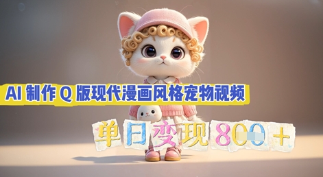 AI制作Q版现代漫画风格宠物视频,单日变现几张-酉宸轻创社