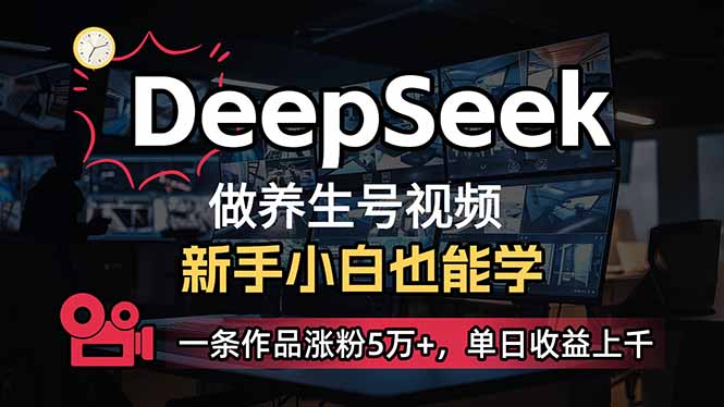 （14199期）小白用DeepSeek做养生号，一条作品涨粉5万+，单日收益上千-酉宸轻创社