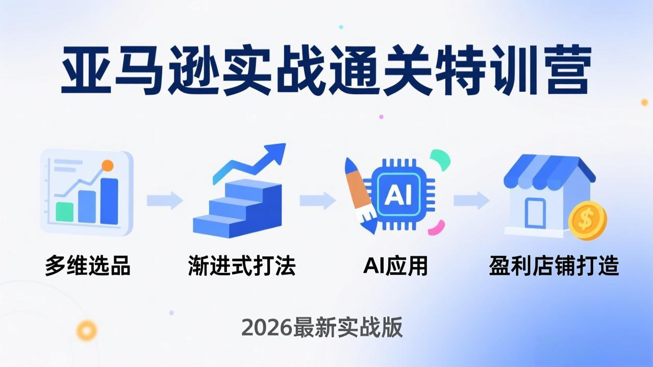 亚马逊实战通关特训营：2026年3月更新，多维选品+渐进式打法+AI应用，从0到1打造盈利店铺-酉宸轻创社