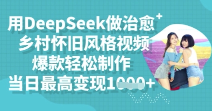 用DeepSeek做治愈乡村怀旧风格视频，爆款轻松制作，当日最高变现多张-酉宸轻创社
